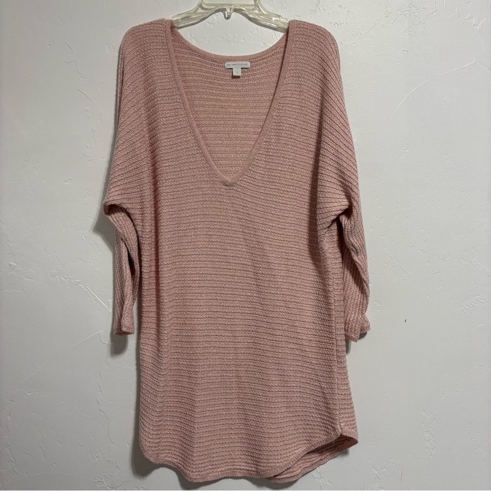 New York & Company Pink Women's XL Sparkle Glittery Shimmer Knit Sweater Tunic